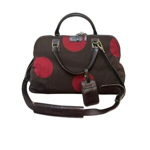Vintage Hartmann Tweed Leather Red Polka Dot Carry On Travel Bag‎ Duffel